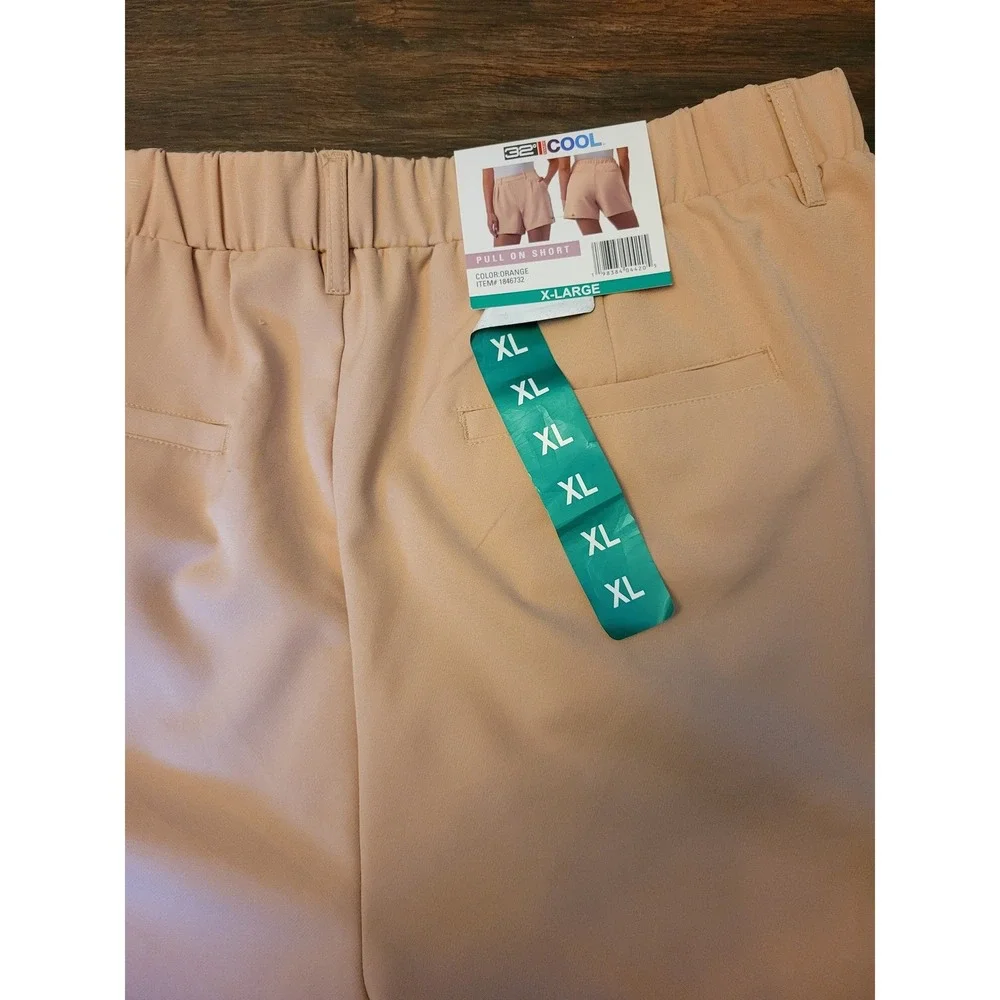 32Degrees Womens Pull On Shorts XL Orange Peach Pleated Elastic Waist‎ NEW 701